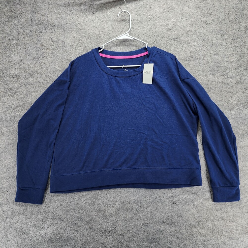 Jenni Intimates Pajama Top Womens Medium Long Sleeve Blue